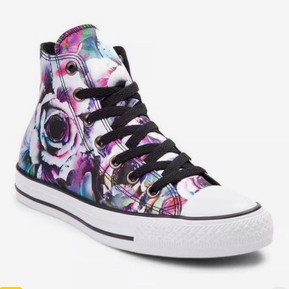 Converse Shoes - Converse High Top Sneakers in White with Purple, Pink, Blue Floral Print
